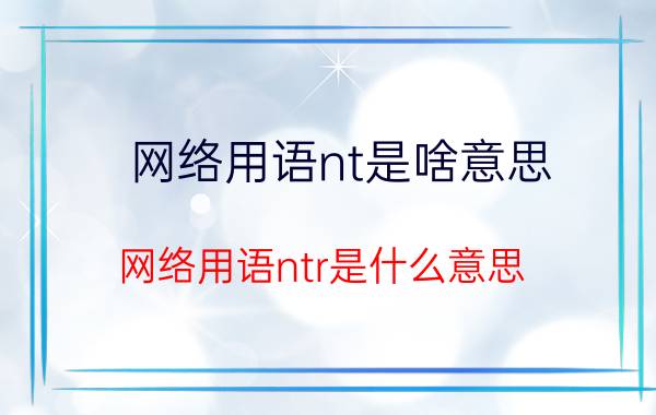 网络用语nt是啥意思（网络用语ntr是什么意思 网络用语ntr的含义）